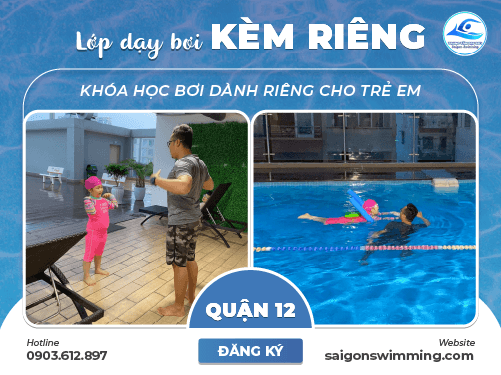 Hình ảnh học bơi kèm riêng cho bé ở Quận 12